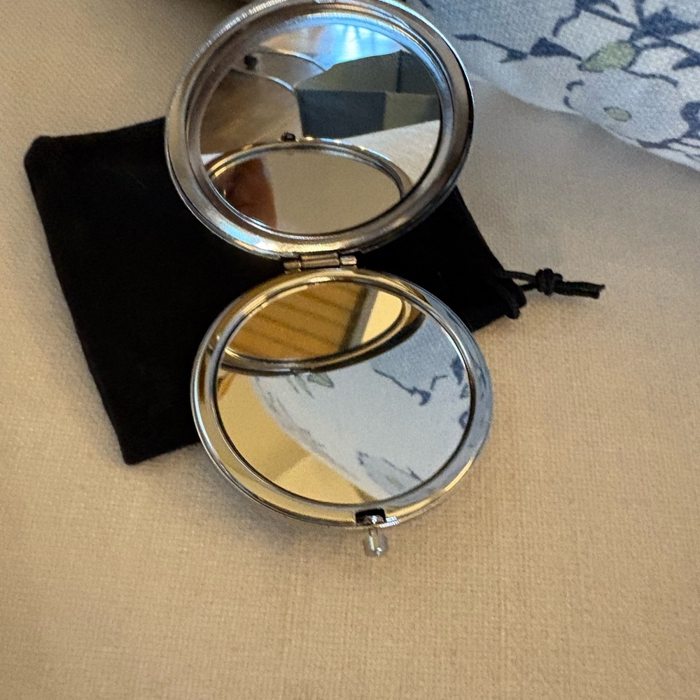 Silver and Blue Crystal Compact Mirror - Picture 2 of 2